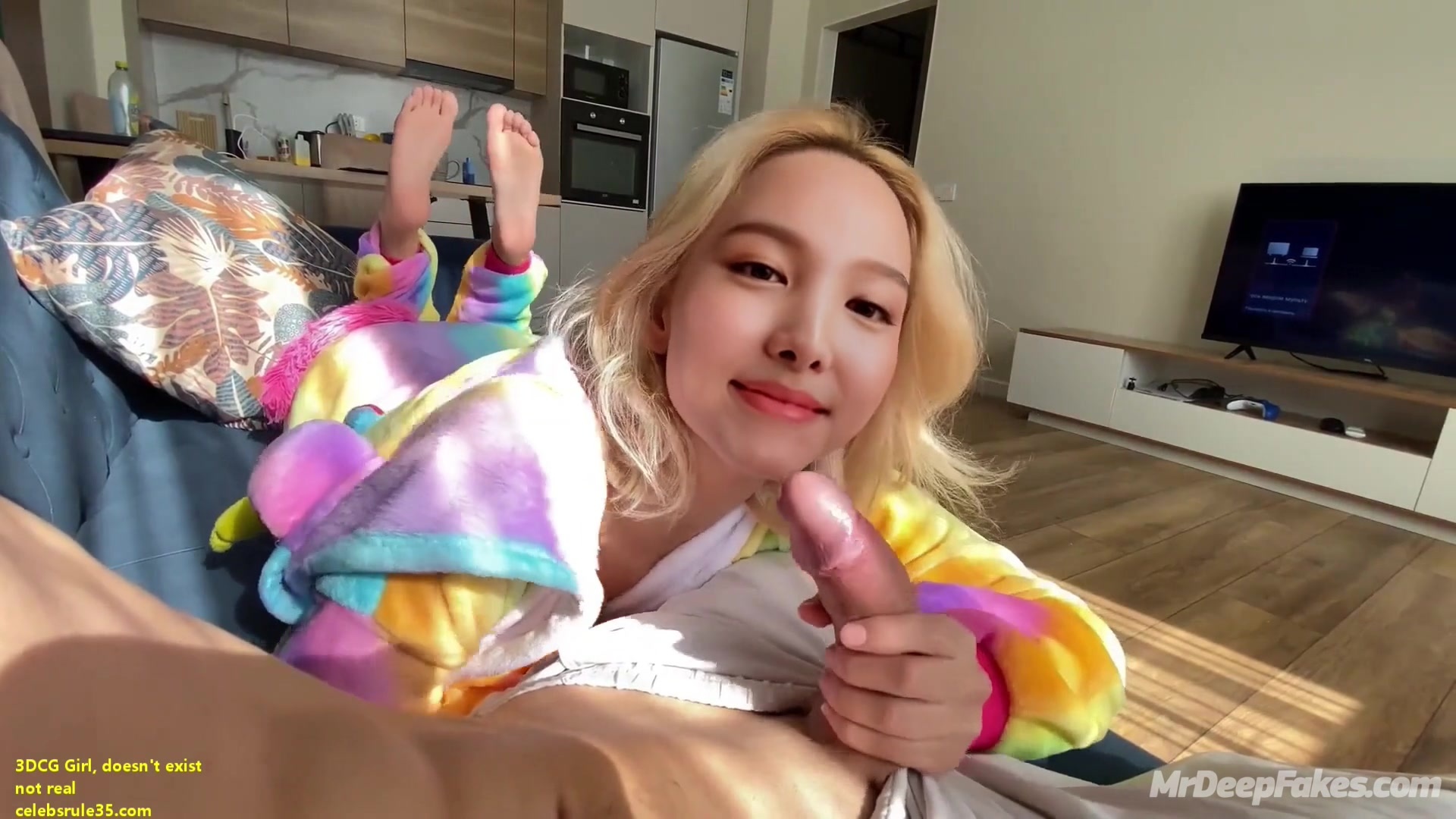 Pretty blonde Nayeon 나연 트와이스 relaxing with you in the morning fakeapp